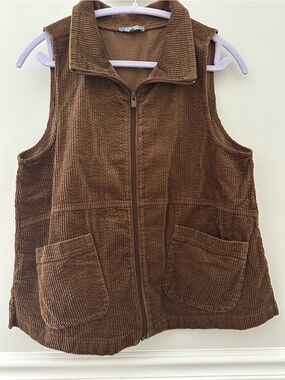 Habitat Chestnut Brown Corduroy Zip-Up Vest XS